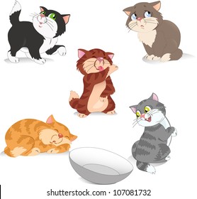 A few funny cartoon kittens. Illustration in separate layers.