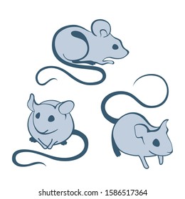 A few mice. The symbol of the new year. 2020 celebrate. Lovely animals. A sketch of mice.