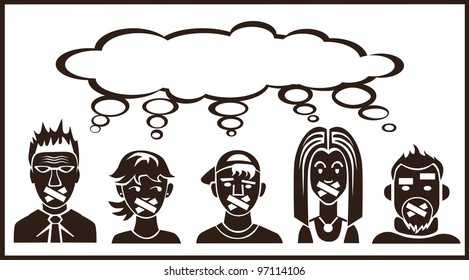 Few people with collective mind vector illustration