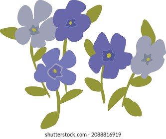 A few periwinkle flower group vector illustration
