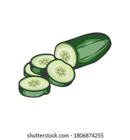 A few piece and one and a half cucumber vector on white background