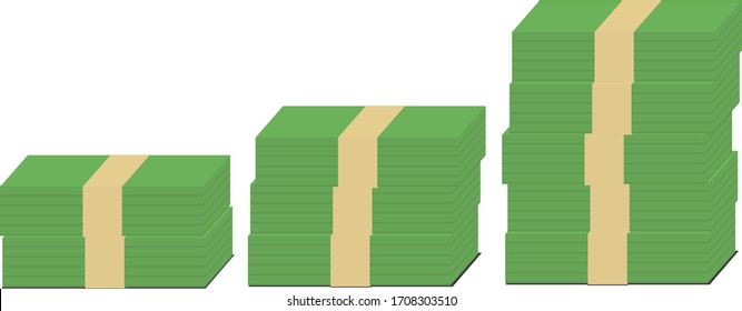 A few stacks of money illustration vector editable