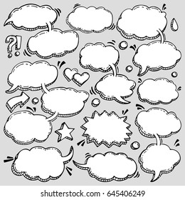 A Few Utterances Vector Speech Bubbles Set. Collection of hand drawn design elements for your blog, social network posts. Easy to make photo collage, advertisement, citation design.