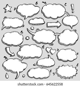 A Few Utterances Vector Speech Bubbles Set. Collection of hand drawn design elements for your blog, social network posts. Easy to make photo collage, advertisement, citation design.