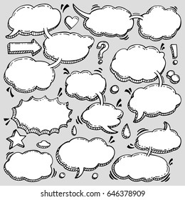 A Few Utterances Vector Speech Bubbles Set. Collection of hand drawn design elements for your blog, social network posts. Easy to make photo collage, advertisement, citation design.