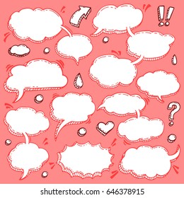 A Few Utterances Vector Speech Bubbles Set. Collection of hand drawn design elements for your blog, social network posts. Easy to make photo collage, advertisement, citation design.