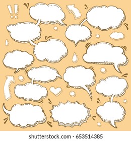 A Few Utterances Vector Speech Bubbles Set. Collection of hand drawn design elements for your blog, social network posts. Easy to make photo collage, advertisement, citation design.