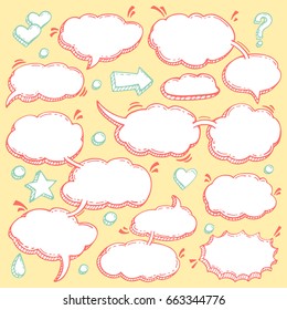 A Few Utterances Vector Speech Bubbles Set. Collection of hand drawn design elements for your blog, social network posts. Easy to make photo collage, advertisement, citation design.