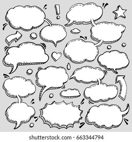 A Few Utterances Vector Speech Bubbles Set. Collection of hand drawn design elements for your blog, social network posts. Easy to make photo collage, advertisement, citation design.