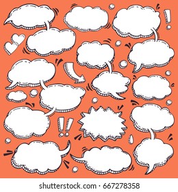 A Few Utterances Vector Speech Bubbles Set. Collection of hand drawn design elements for your blog, social network posts. Easy to make photo collage, advertisement, citation design.