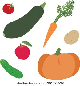 A few vegetables and an apple.