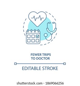 Fewer trips to doctor concept icon. Breastfeeding benefits. Making your imune organs stronger. Taking medicine idea thin line illustration. Vector isolated outline RGB color drawing. Editable stroke