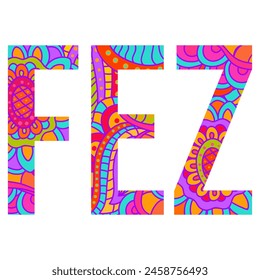 Fez city text creative doodle design