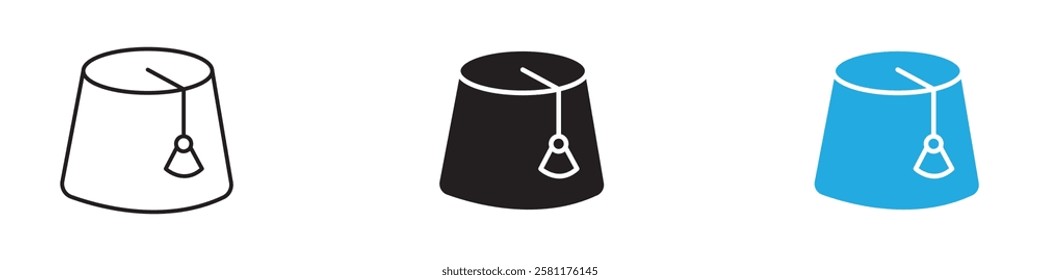 Fez hat icon black white vector outline