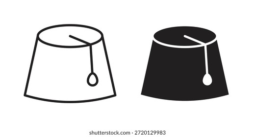 Ilustración de icono de sombrero de Fez, Vector de línea delgada, signo de Diseño web,