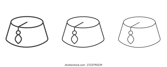 Fez Hut Symbol in Linie Kunst doodle Stil. Bearbeitbares Konturumrisszeichen, eps 10