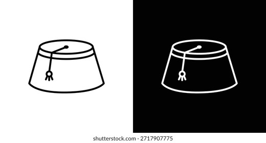 Icono de sombrero de Fez - Estilo de línea. diseño de Plantilla de símbolos
