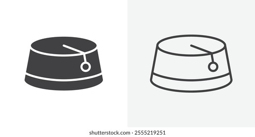 Fez hat icon. outlined vector style.