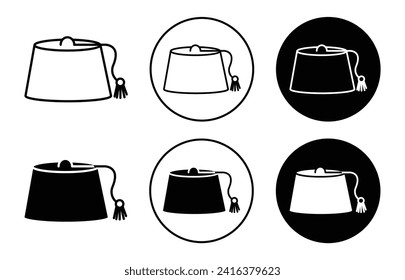 fez hat icon sign set in outline style graphics design