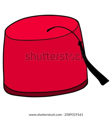 fez hat illustration hand drawn isolated vector