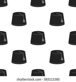 Fez icon in black style isolated on white background. Turkey pattern stock vector illustration.