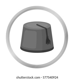 Fez icon in monochrome style isolated on white background. Turkey symbol stock vector illustration.