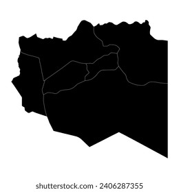 Fezzan region map, administrative division of Libya. Vector illustration.