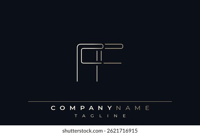 FF Abstract Line Style Logo. Minimalist Design Featuring the Letters F and F Abstract Line Style