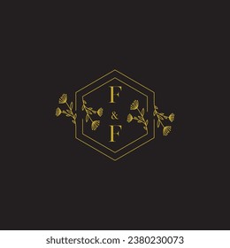 FF elegant wedding initial logo in high quality professional design that will print well across any print media