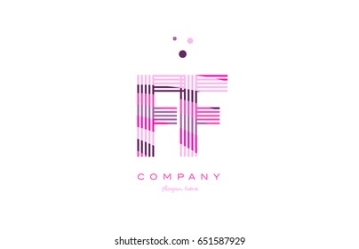ff f f alphabet letter logo pink purple line font creative text dots company vector icon design template