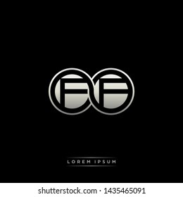 FF F initial letter linked circle capital monogram logo modern template silver color edition