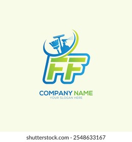 FF or F Letter Local Cleaning vector logo. Cleaning service logo vector