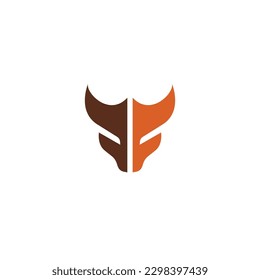 FF Fox Logo Design. Fox head vector Illustration. Letter F Fox