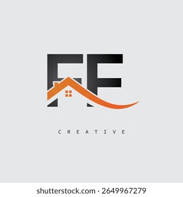 FF House Letter Logo – Creative Real Estate Monogram with Roof Shape and Home Icon for Property, Architecture and Modern Branding Identity