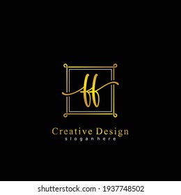 FF Initial calligraphy handwritten logo. Handwritten alphabet in the logo template. Letters and Alphabet for signature, wedding, fashion, floral and botanical logo design 