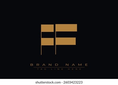 FF initial letter logo design. Letter F and F luxury alphabet letter logo icon template