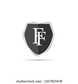FF initial letter silver shield with vector