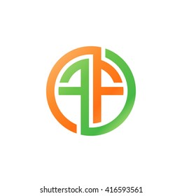 FF initial letters loop linked circle logo orange green