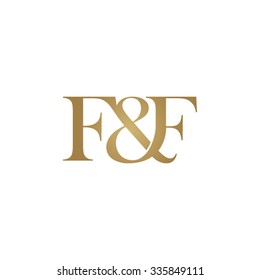 F&F Initial logo. Ampersand monogram golden logo