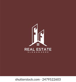FF initial monogram building and roof logo for real estate
