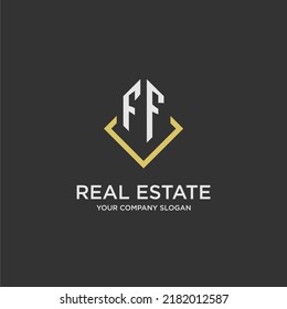 FF initial monogram logo for real estate with polygon style