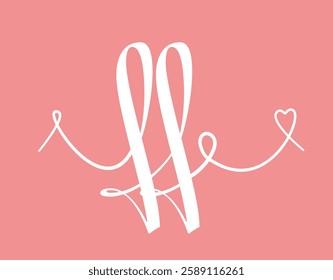 FF initial wedding monogram calligraphy vector illustration. Hand drawn lettering f and f love logo design for valentines day poster, greeting card, photo album, banner print or tattoo.