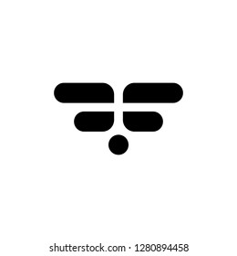 FF Letter Geometry Wing Round Logo Design Template