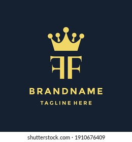 Letra FF Inicial con plantilla real.elegante con el logotipo de corona vectorial Creative Lettering Logo Vector Illustración.