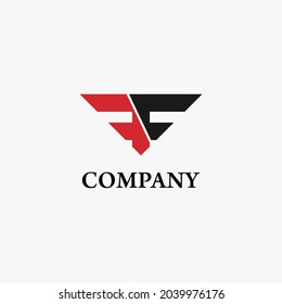 FF letter initials vector design with abstract wing shape