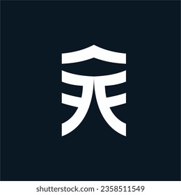 FF letter logo design with Chinese writing style.