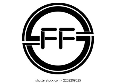 Diseño del logotipo de letra FF con forma de círculo. Diseño del logotipo de forma de círculo y cubo FF. Plantilla de logotipo de vector hexagón de FF colores blanco y negro. Monograma de FF, logotipo de negocios e inmobiliario.