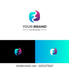 Elementos de plantilla de diseño de logotipo de letra FF. Logo de la letra digital abstracta moderna. Ilustración vectorial. Logo de FF colorido.