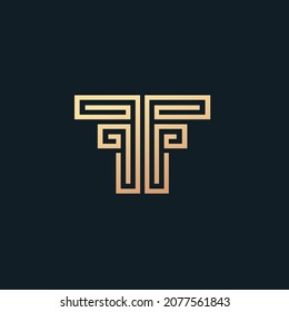 FF letter logo luxury monoline icon design template vector