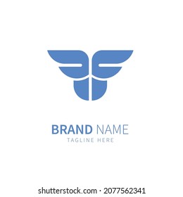 Logo de la letra FF con alas icono de diseño vector